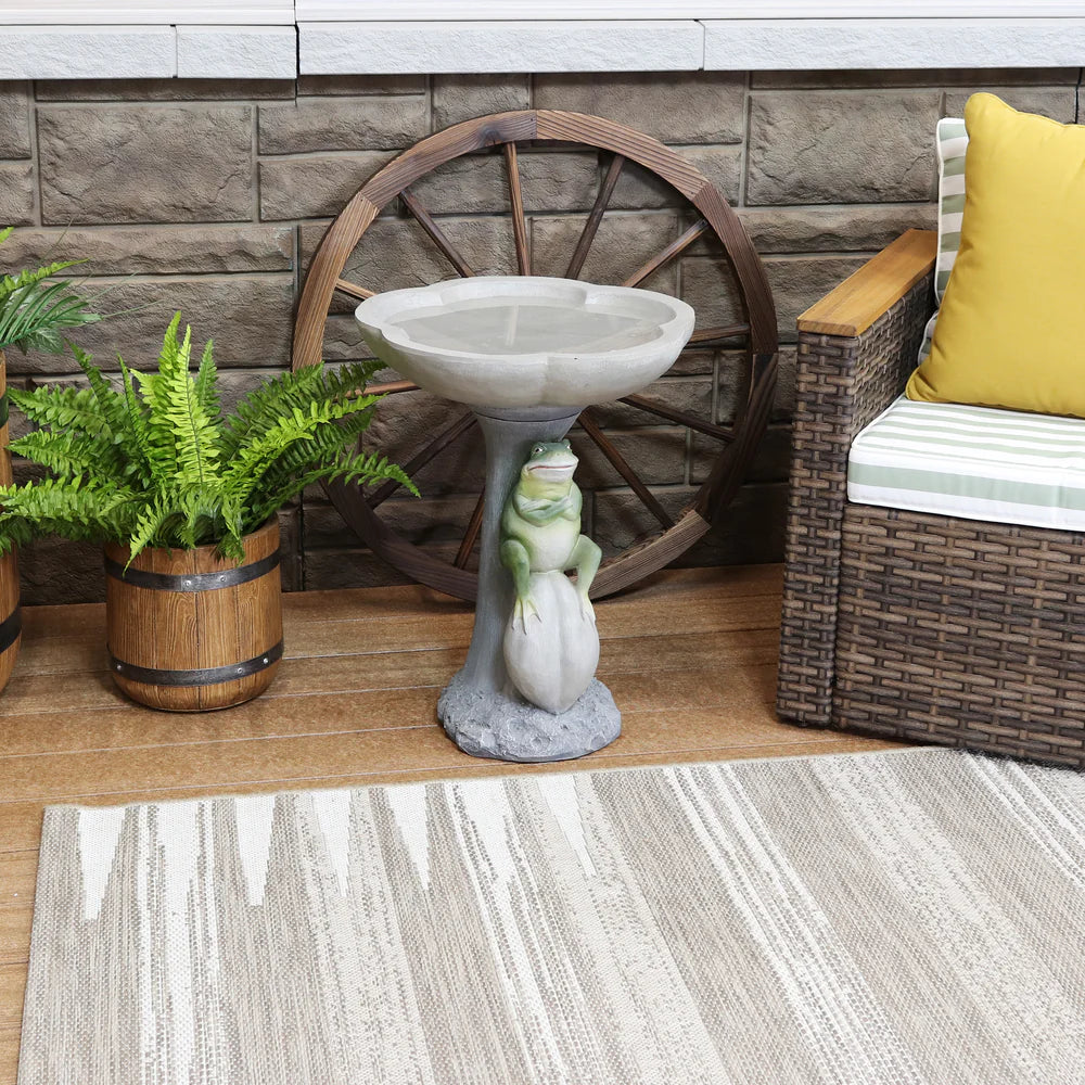 Sunnydaze Polyresin Brooding Frog on Stone Outdoor Garden Bird Bath WNC-796