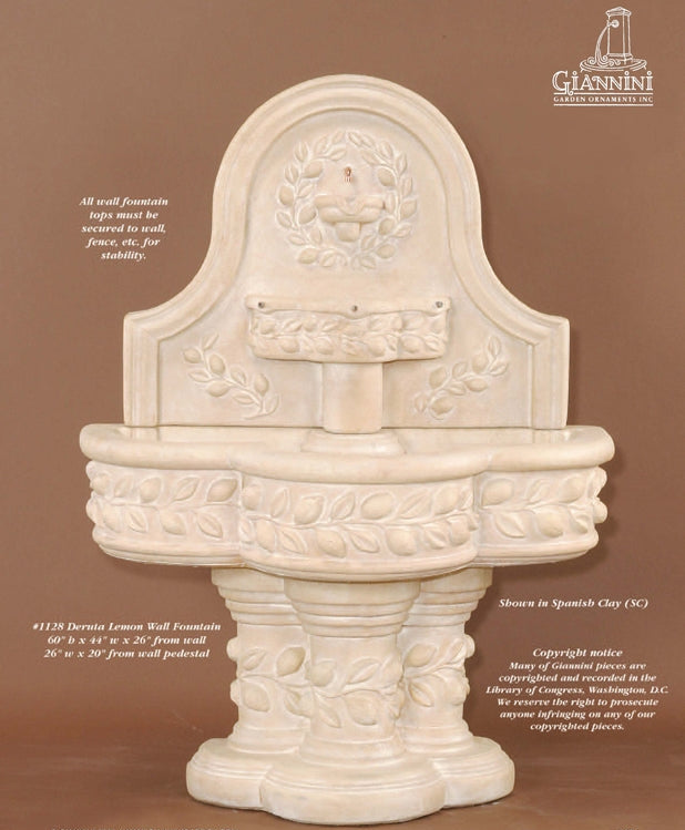 Giannini Garden Deruta Lemon Outdoor Wall Fountain 1128