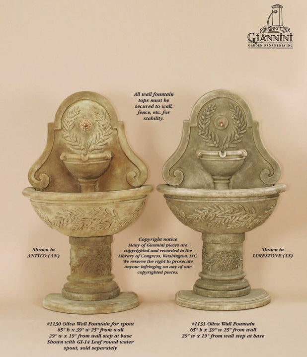 Giannini Garden Oliva Wall Outdoor Water Fountain 1131