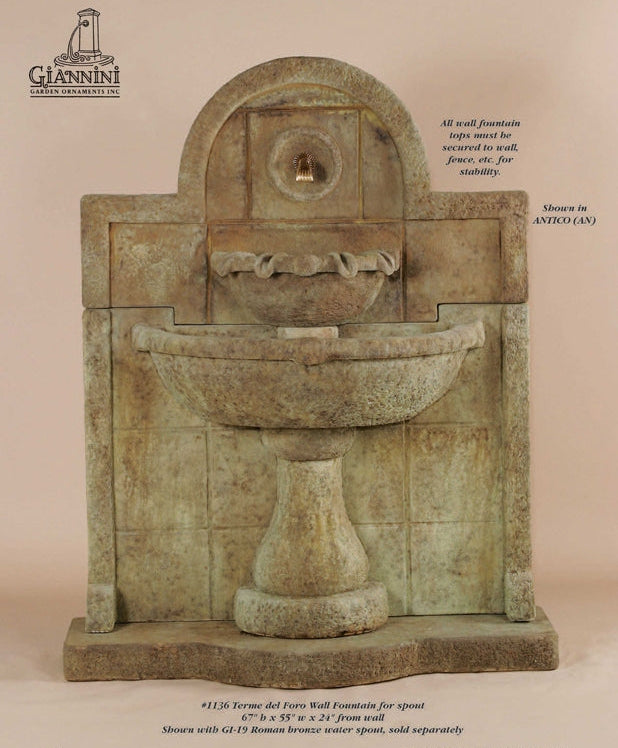 Giannini Garden Terme Del Foro Outdoor Wall Fountain For Spout 1136C