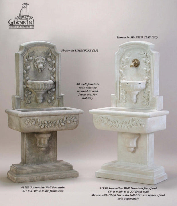 Giannini Garden Sorrentine Outdoor Wall Fountain For Spout 1190