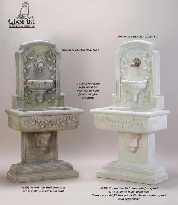 Giannini Garden Sorrentine Outdoor Wall Fountain 1189