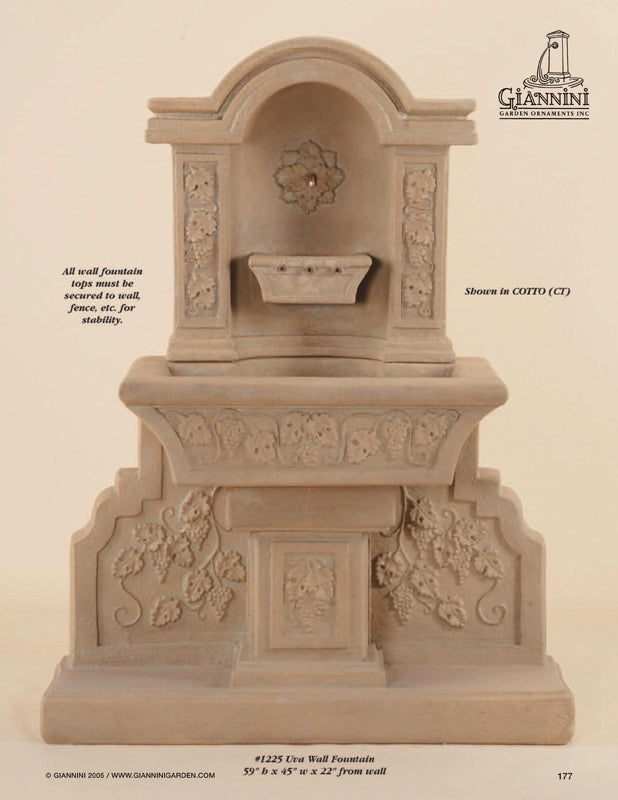 Giannini Garden Uva Outdoor Wall Fountain 1225