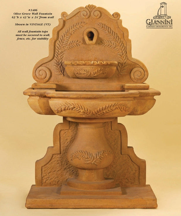 Giannini Garden Olive Grove Outdoor Wall Fountain 1406