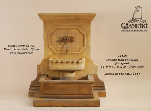 Giannini Garden Savonna Wall Fountain with Step For Spout 1548C
