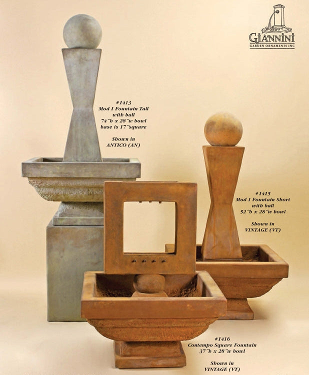 Giannini Garden Contempo Square Outdoor Water Fountain 1416
