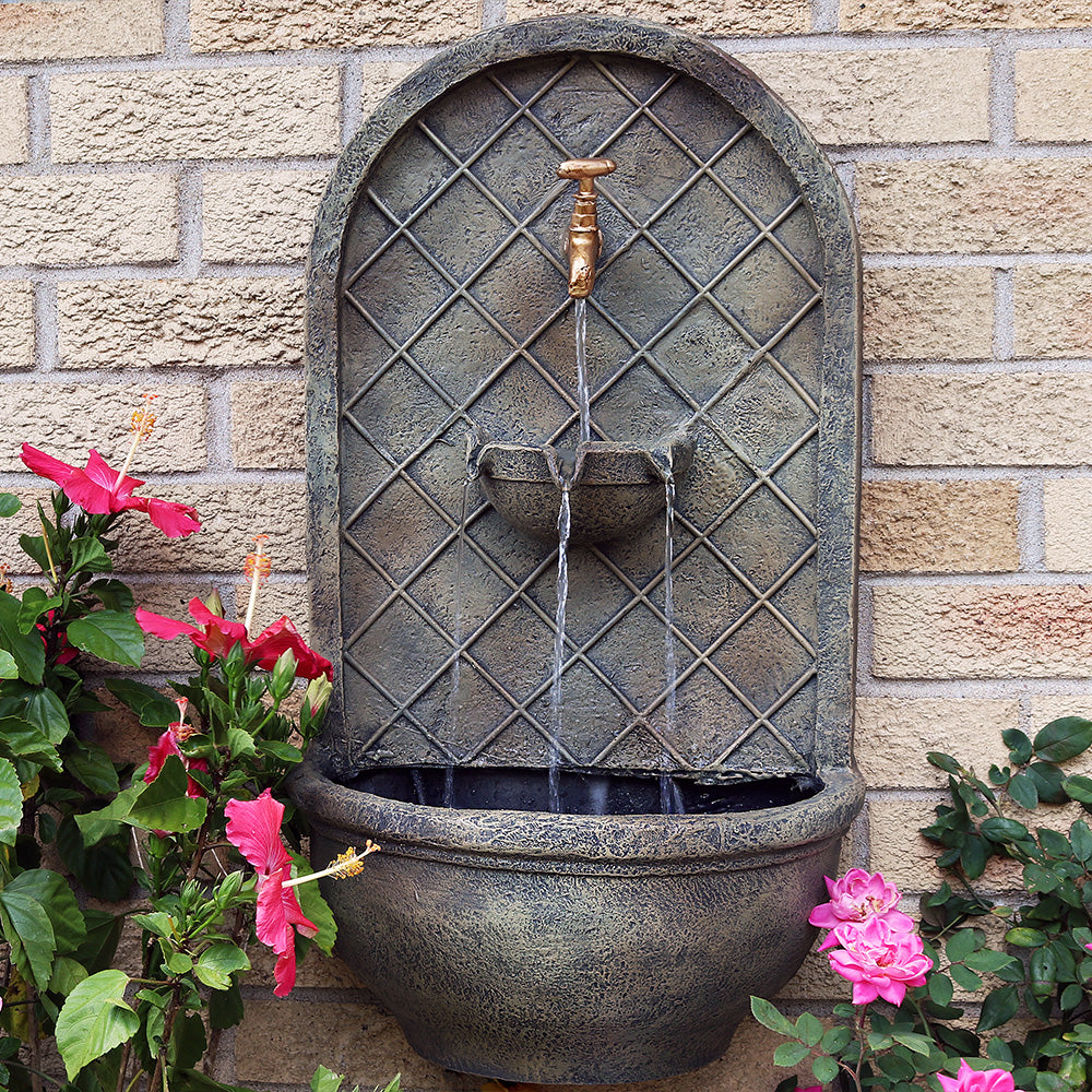 Sunnydaze 26" H Messina Solar Wall Fountain with Battery Backup