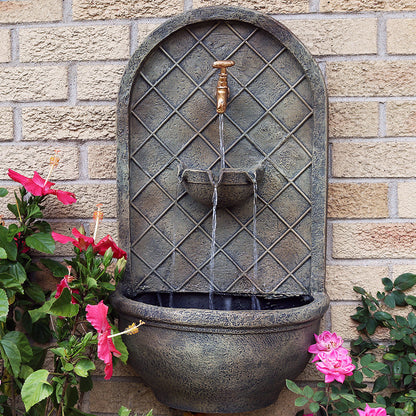 Sunnydaze 26" H Messina Solar Wall Fountain with Battery Backup