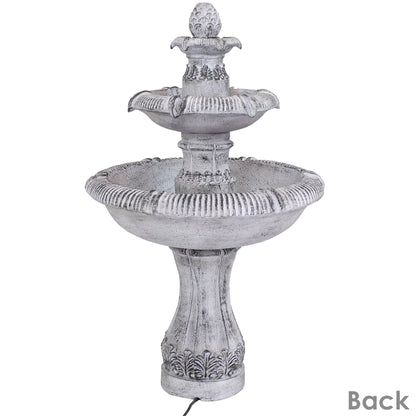 Sunnydaze 45" 3-Tier Outdoor Water Fountain Mediterranean Reinforced Concrete