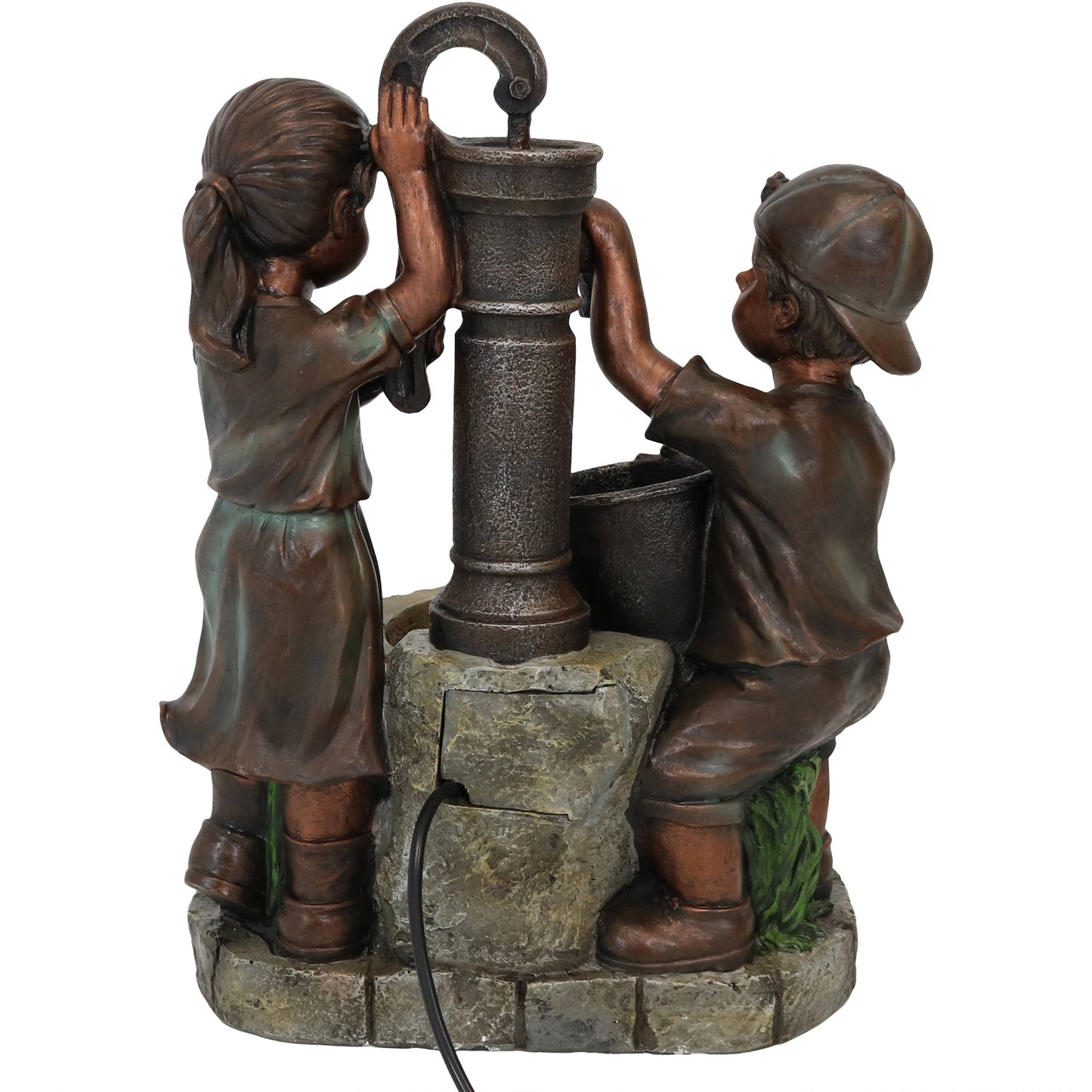 Sunnydaze 24" Jack and Jill at Farmhouse Pump and Well Outdoor Fountain