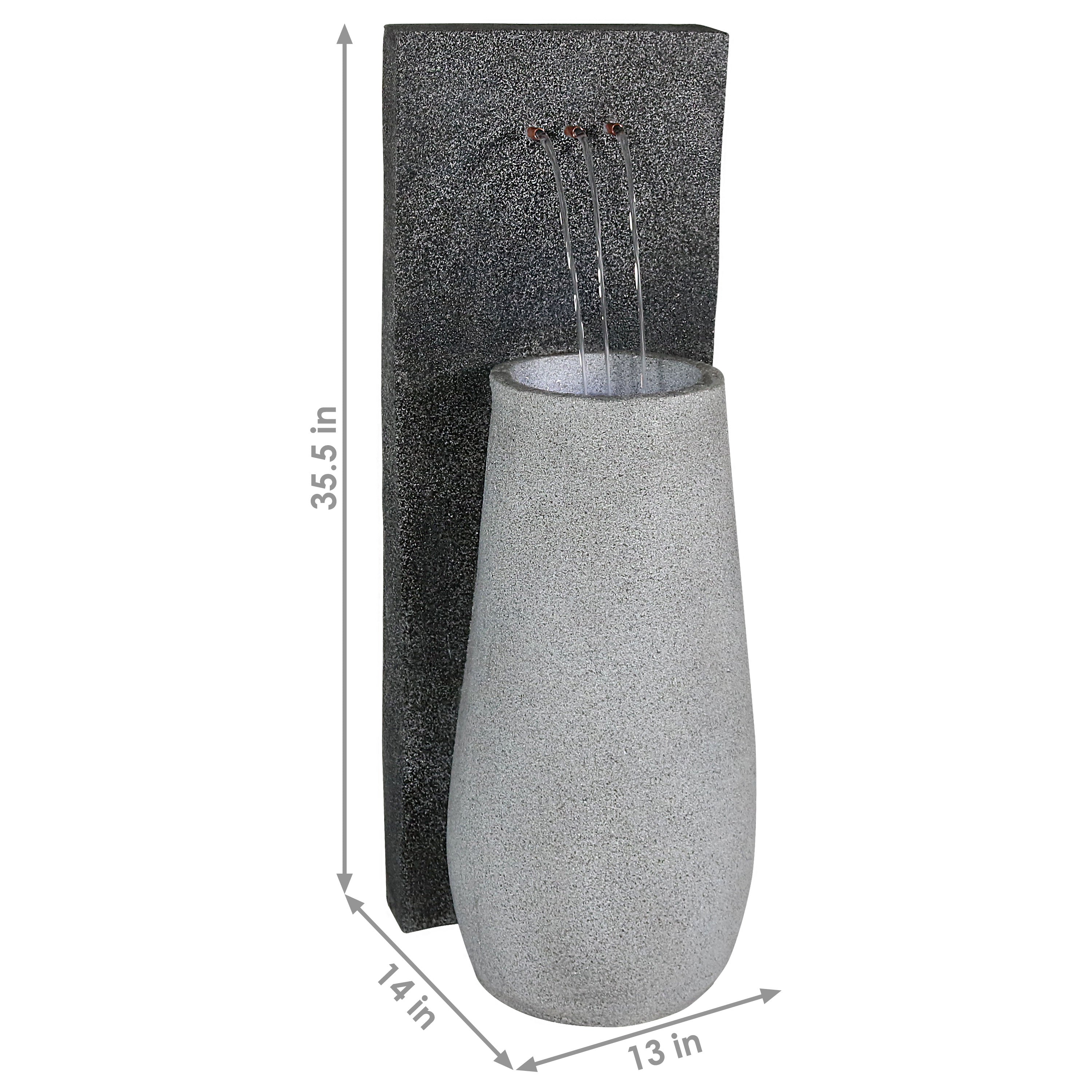 Sunnydaze 35" Three Stream Monterno Outdoor Fountain with LED Light