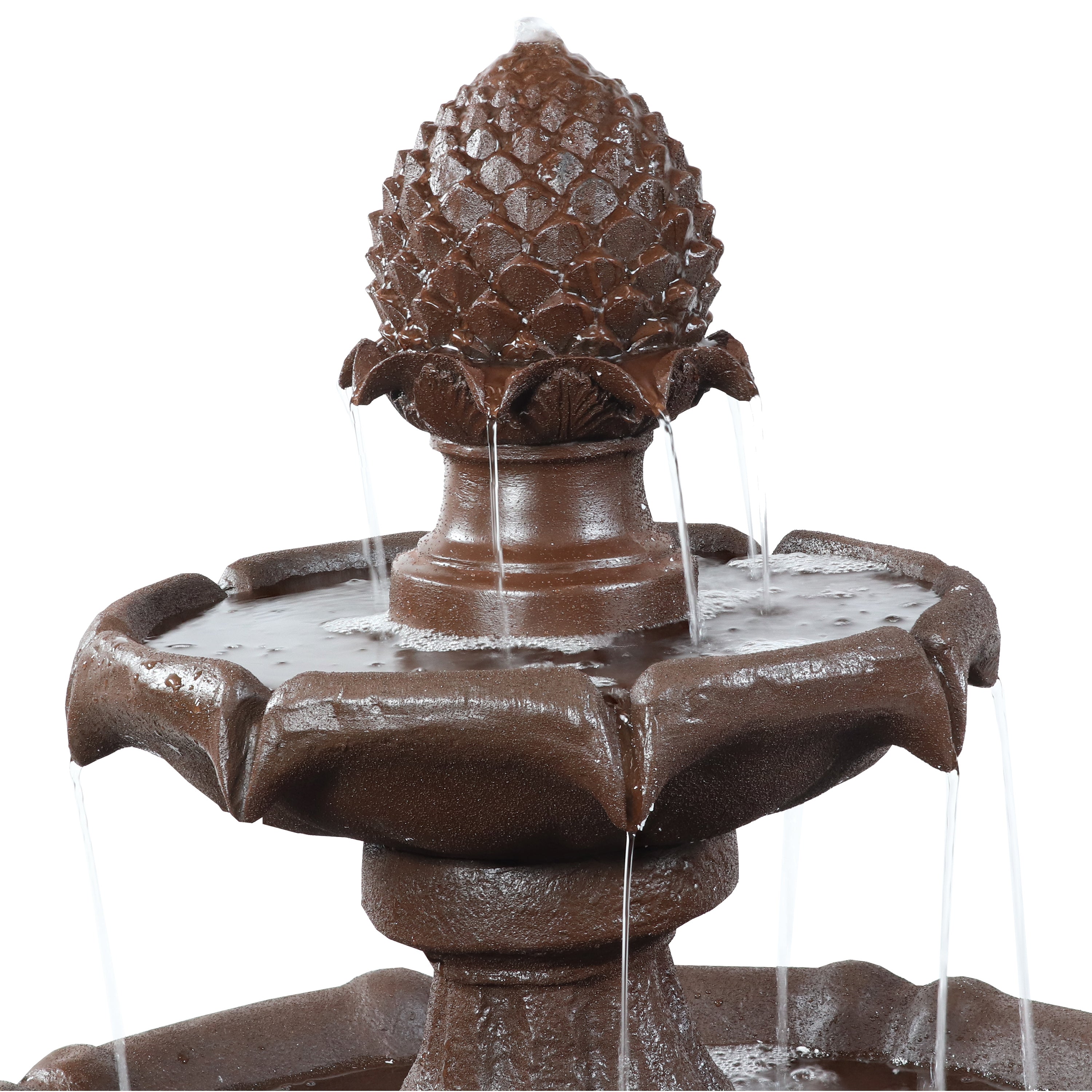 Sunnydaze 2-Tier Pineapple 46" Solar Fountain with Battery Backup