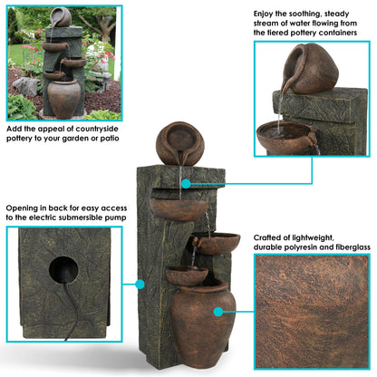 Sunnydaze 39" Cascading Earthenware Pottery Stream Fountain