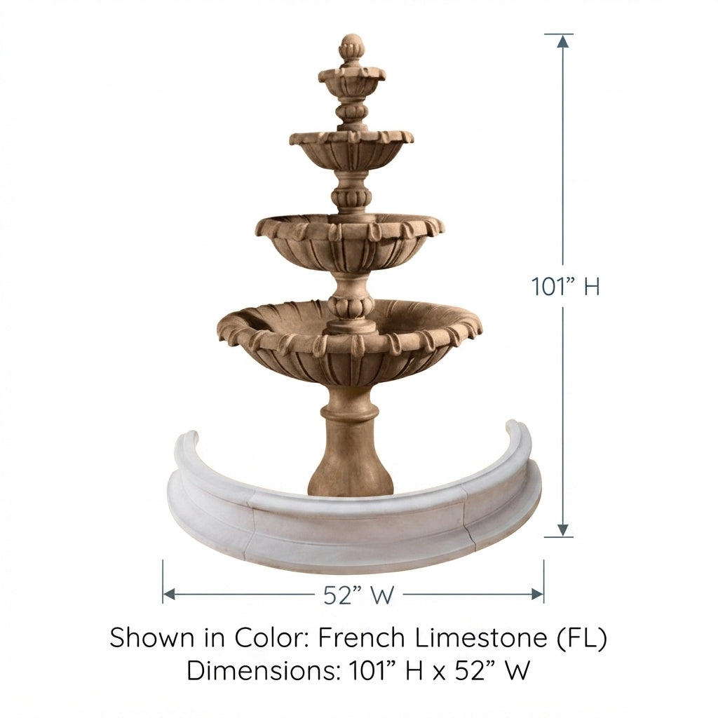 Giannini Garden Grand Chateau 4-Tier Cast Stone Outdoor Courtyard Fountain with Basin 1693