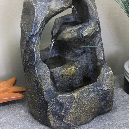 Sunnydaze 12" Cavernous Rock Tiers Indoor Tabletop Fountain