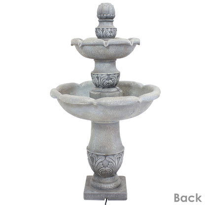 Sunnydaze 50" 2-Tier Outdoor Water Fountain French Garden Design
