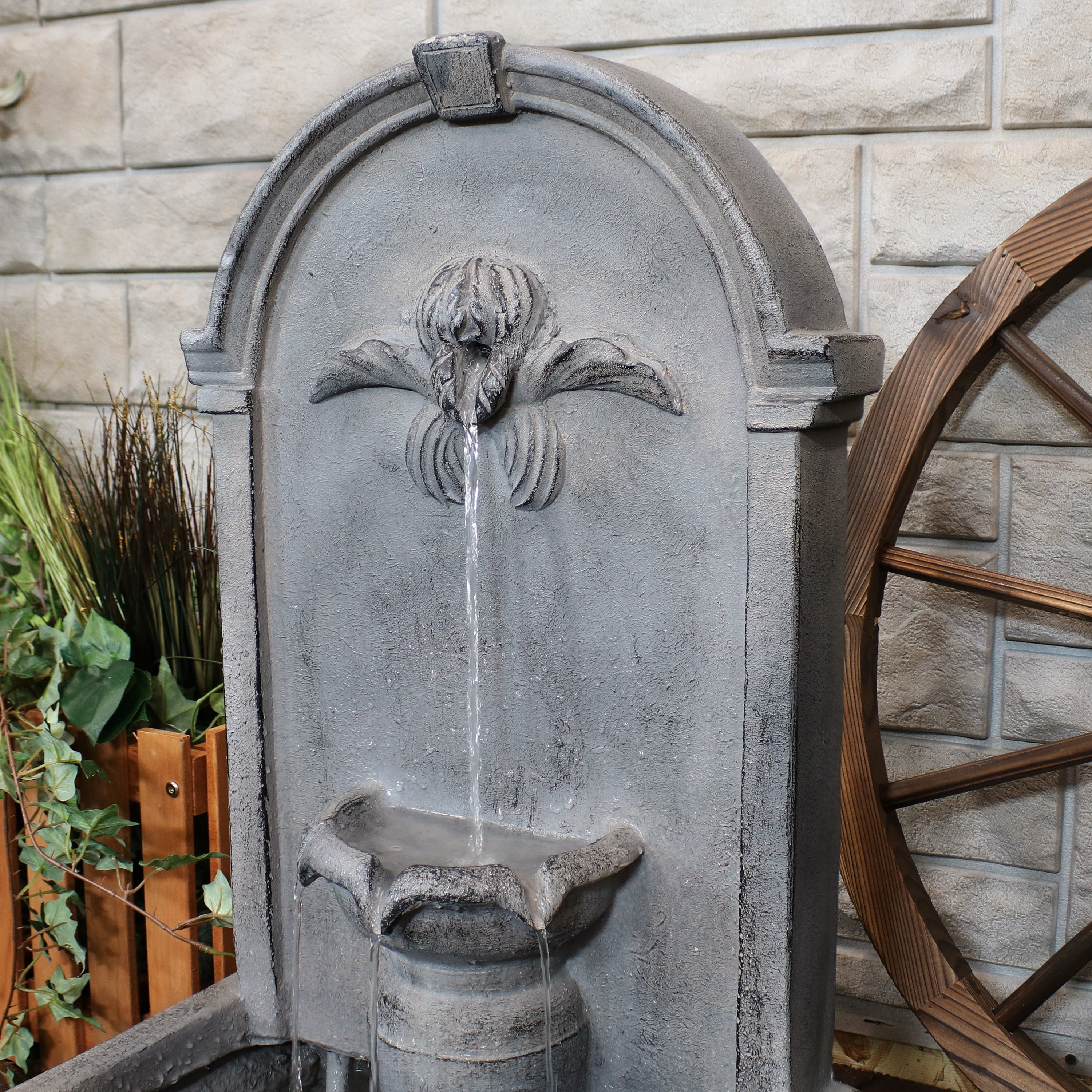 Sunnydaze 28" French-Inspired Outdoor Wall-Mounted Fountain