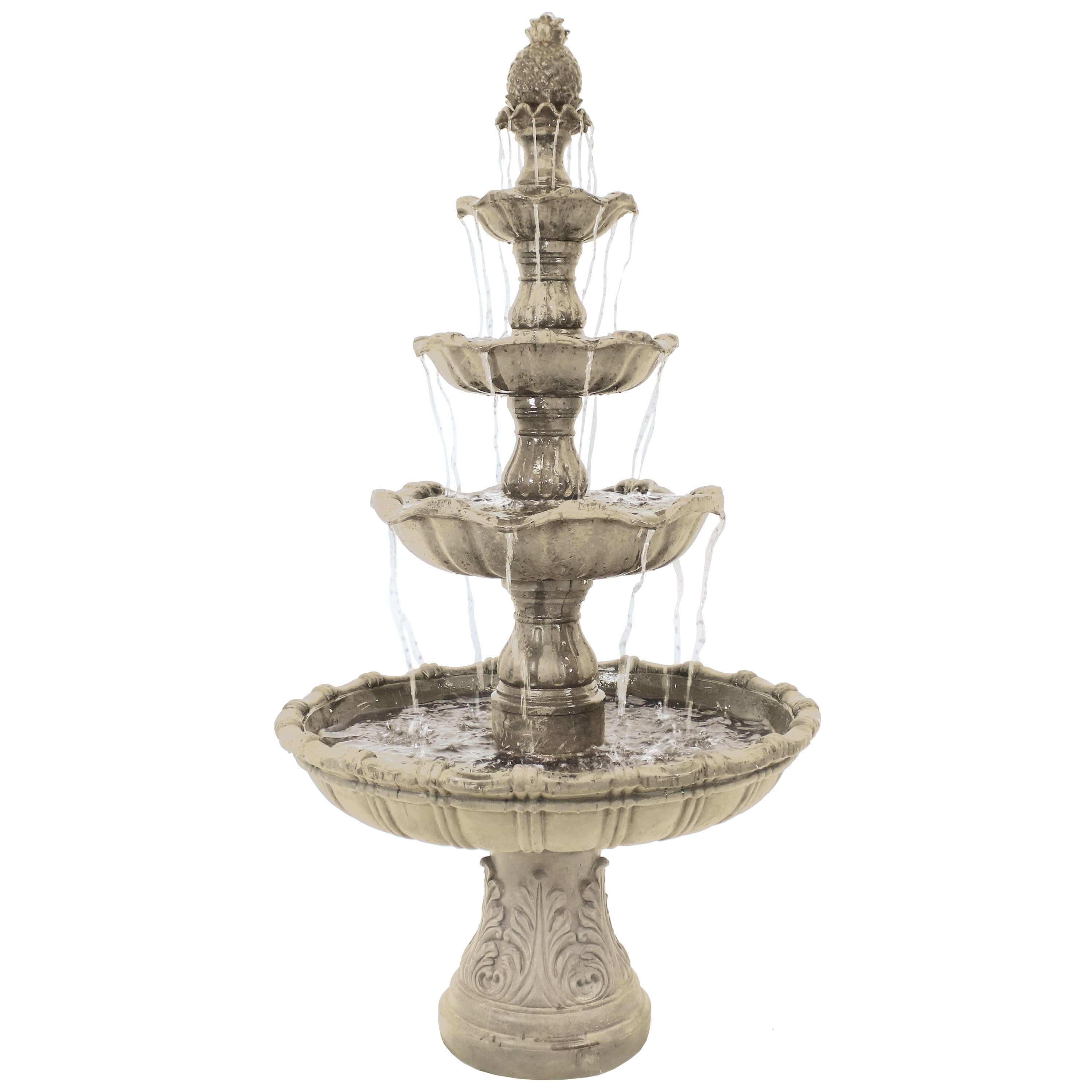 Sunnydaze 80" H 4-Tier Grand Courtyard Outdoor Water Fountain