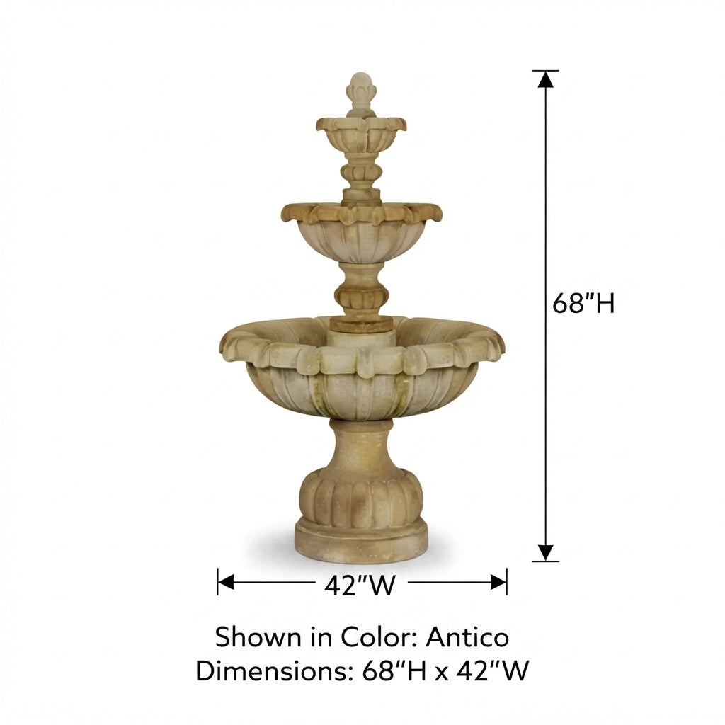 Giannini Garden Vistamar Three Tier Outdoor Water Fountain 1284