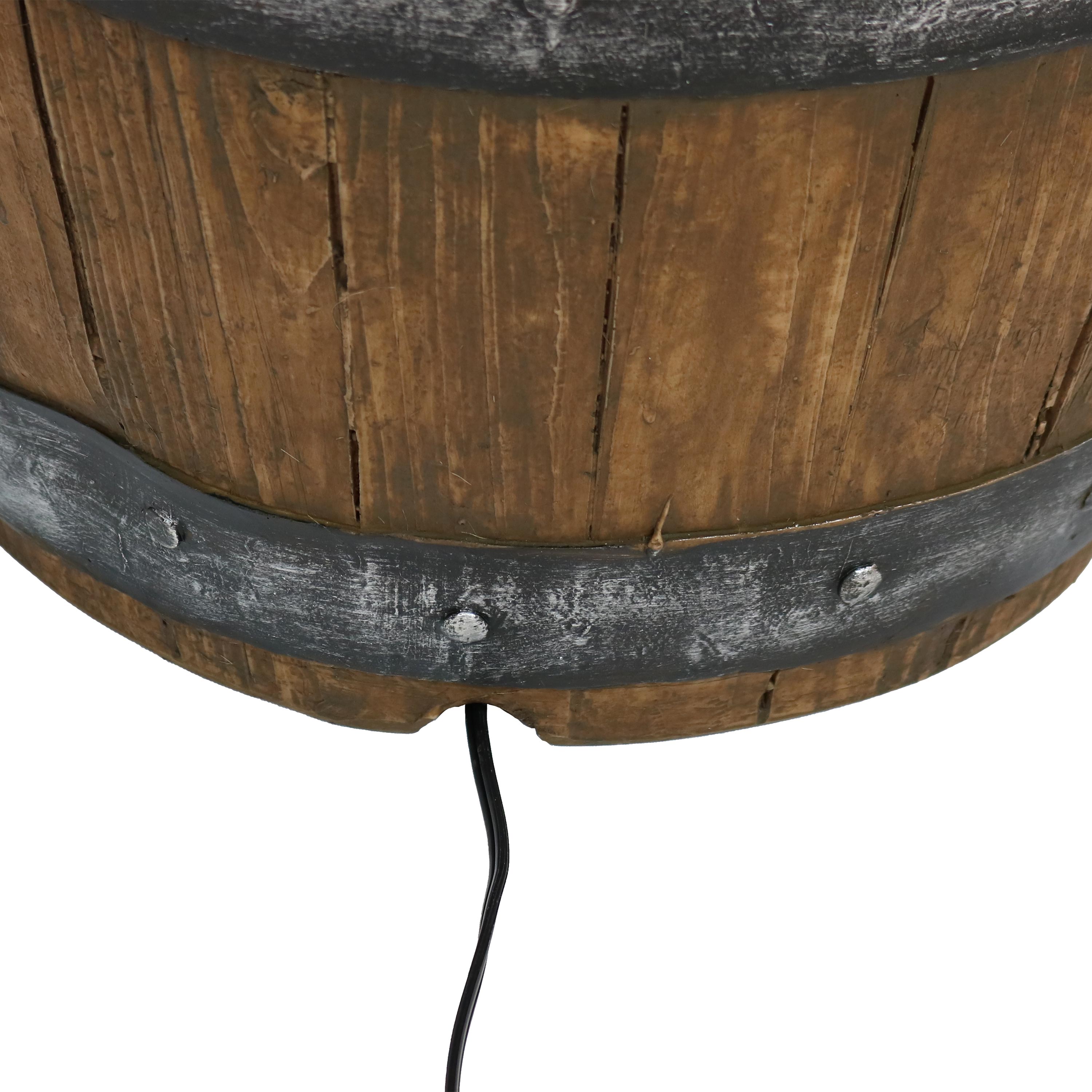 Sunnydaze 25" Spiraling Barrel Outdoor Water Fountain with LED Light