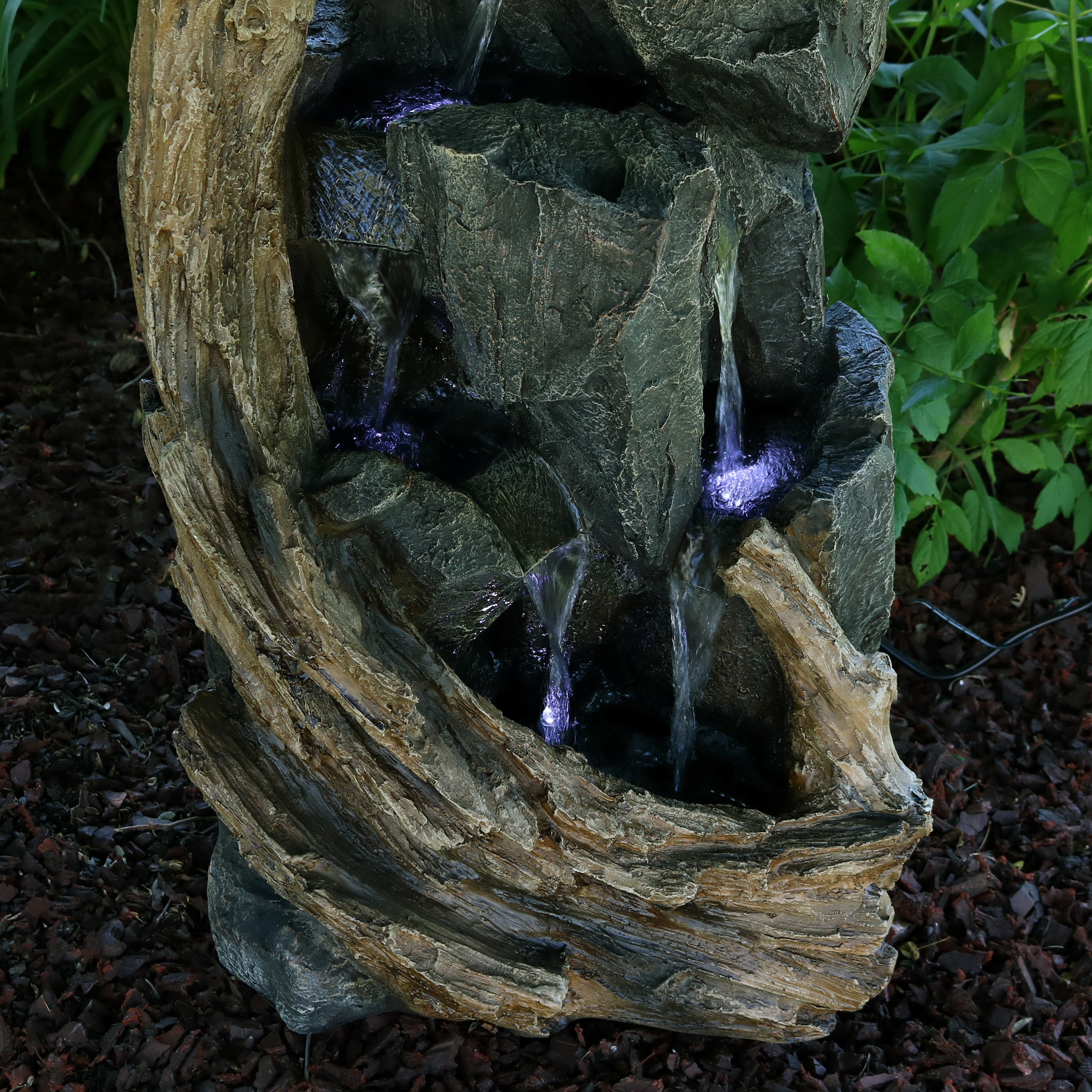 Sunnydaze 35" Cascading Mountainside Outdoor Fountain with LED Light