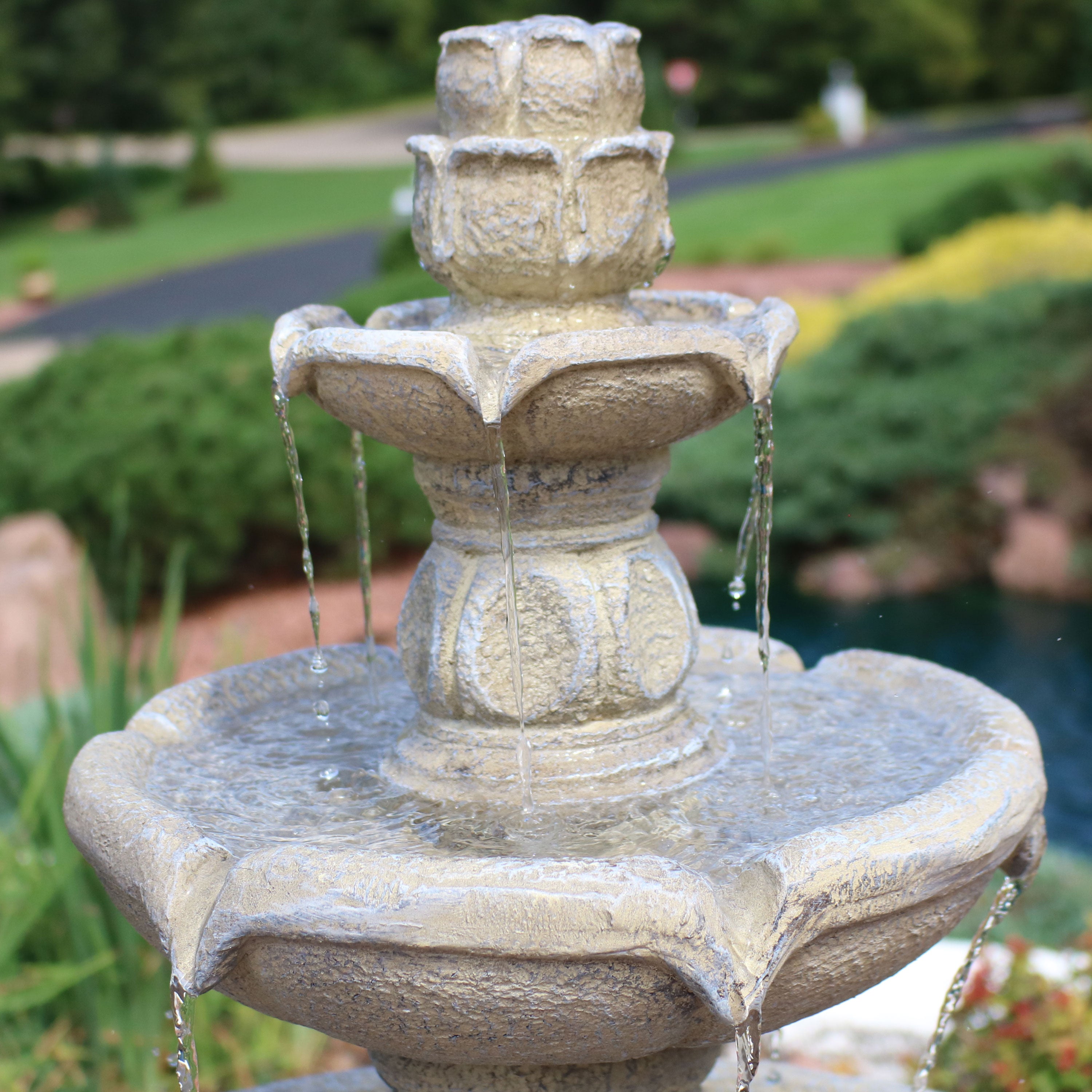 Sunnydaze 35" H Birds' Delight Outdoor Water Fountain with Pump