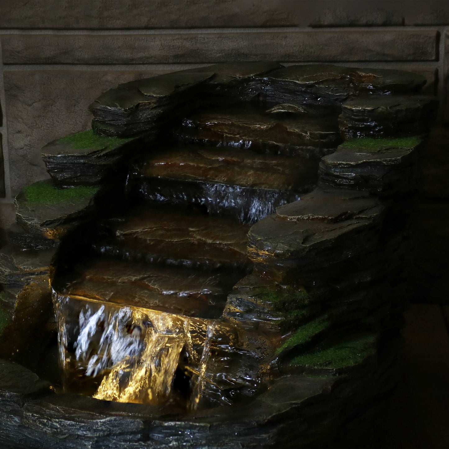 Sunnydaze 13" Shale Falls Outdoor Fountain with LED Lights