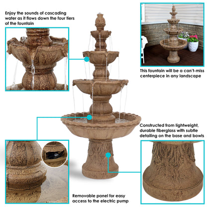 Sunnydaze 52" H 4-Tier Pineapple Outdoor Water Fountain