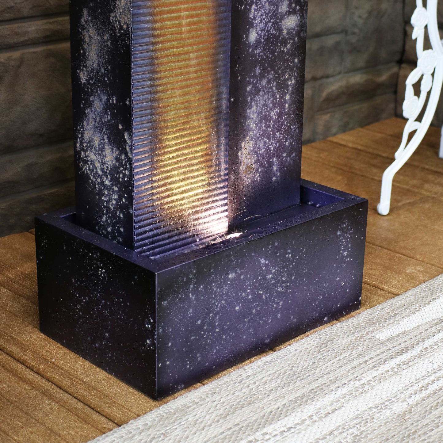 Sunnydaze 32" Cascading Tower Outdoor Metal Fountain with LED Lights
