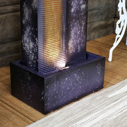 Sunnydaze 32" Cascading Tower Outdoor Metal Fountain with LED Lights