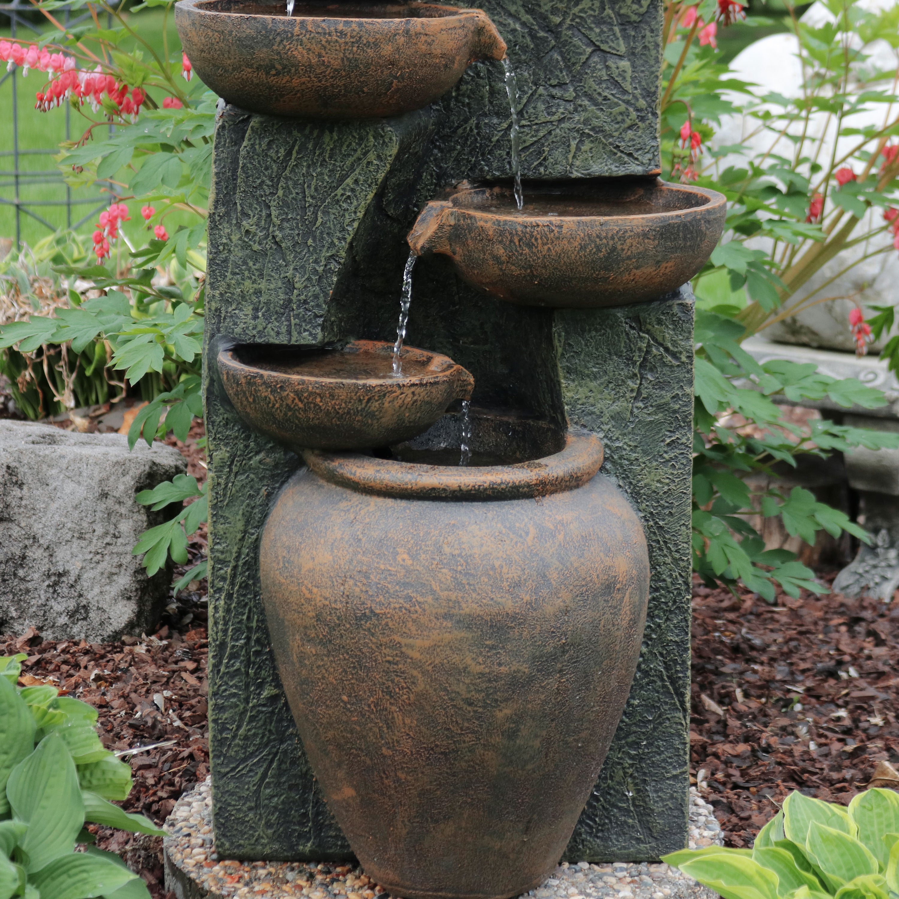 Sunnydaze 39" Cascading Earthenware Pottery Stream Fountain