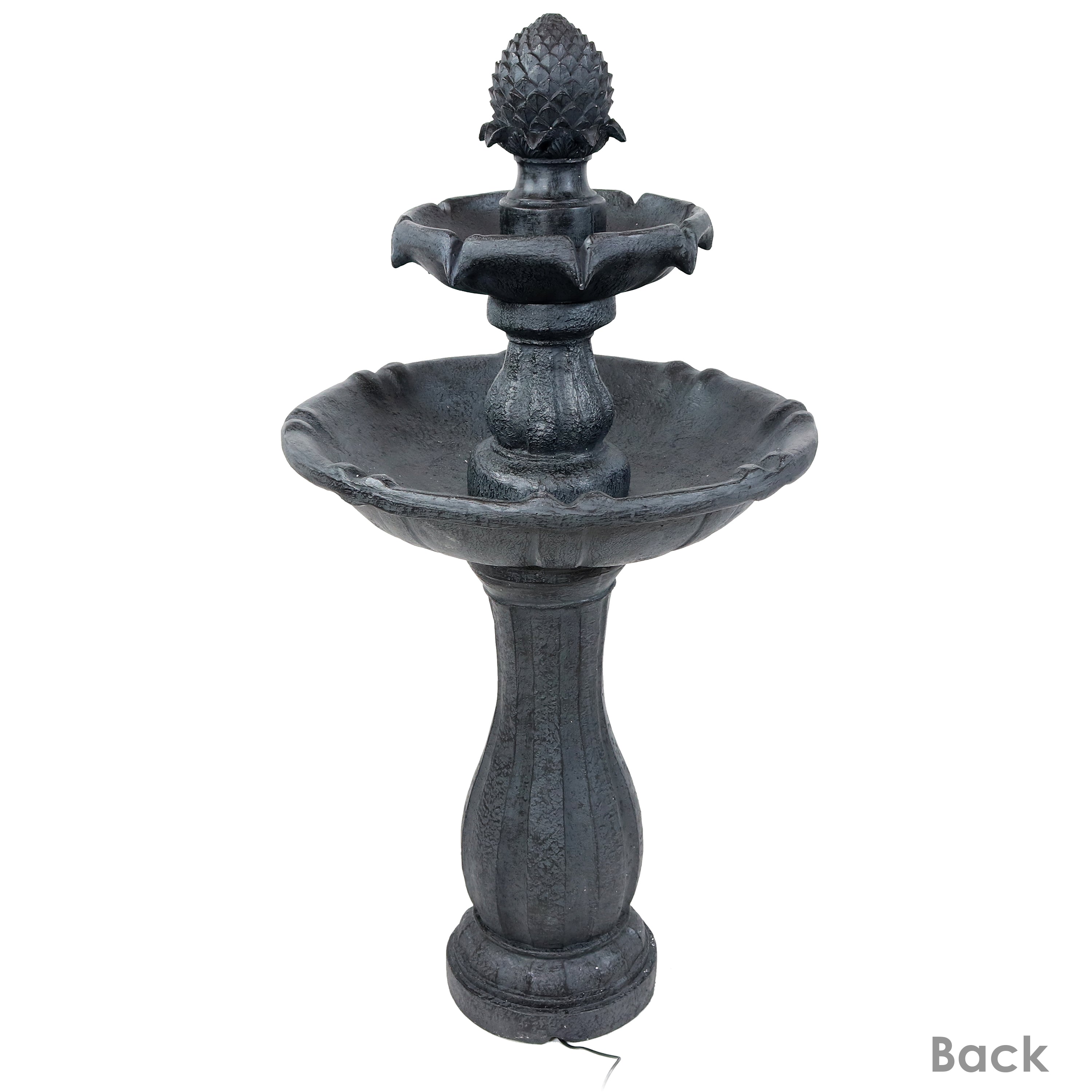 Sunnydaze 2-Tier Pineapple 46" Solar Fountain with Battery Backup