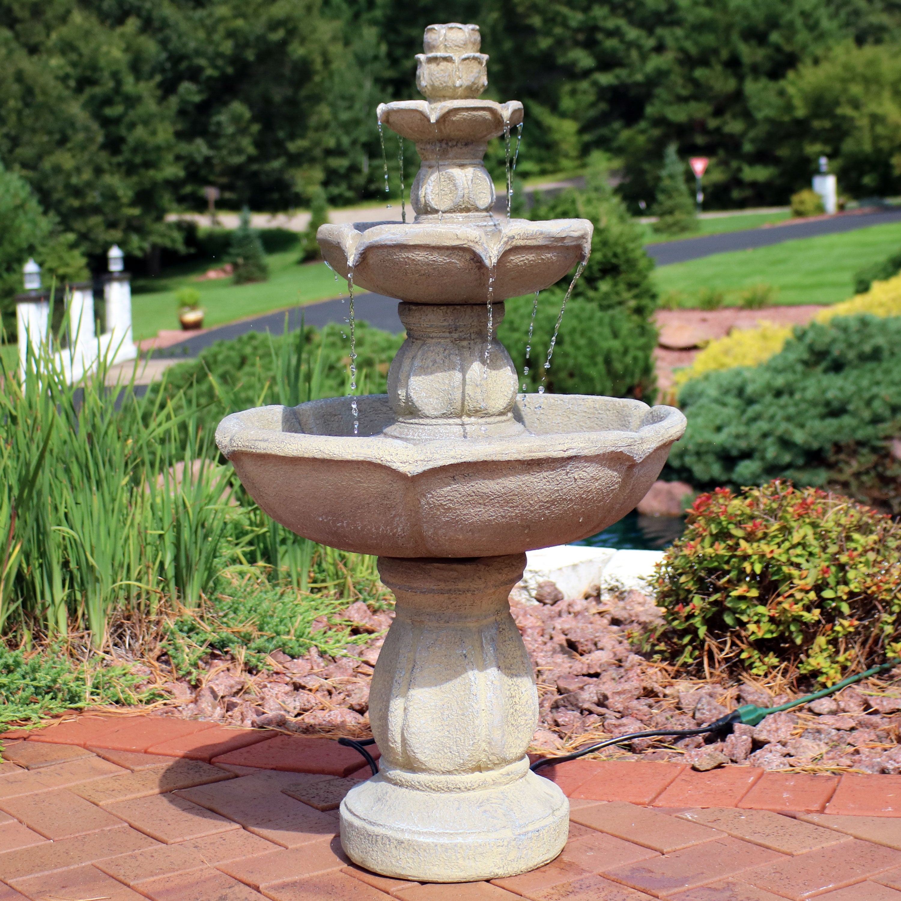 Sunnydaze 35" H Birds' Delight Outdoor Water Fountain with Pump