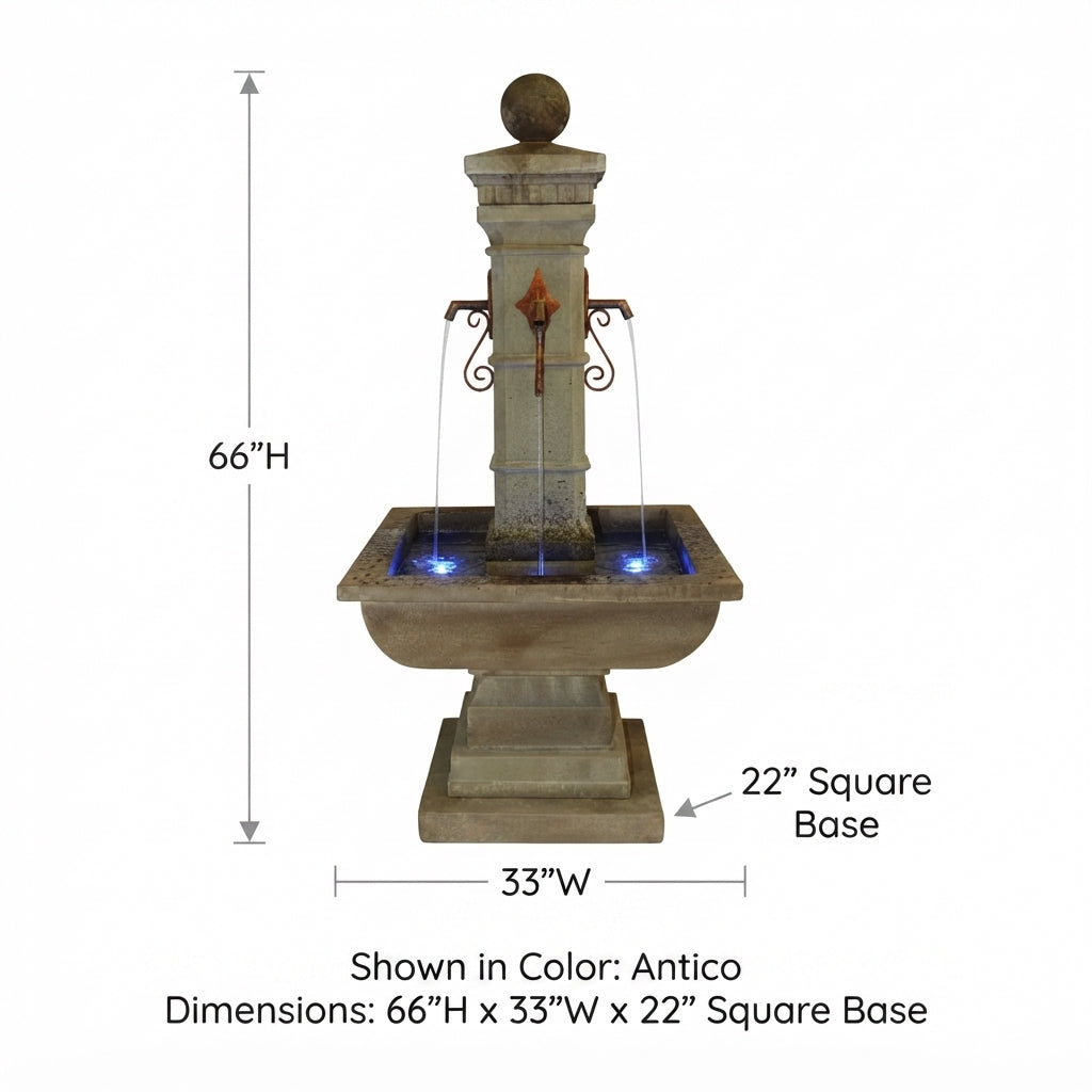 Giannini Garden Avignon Solange Outdoor Water Fountain 1707C
