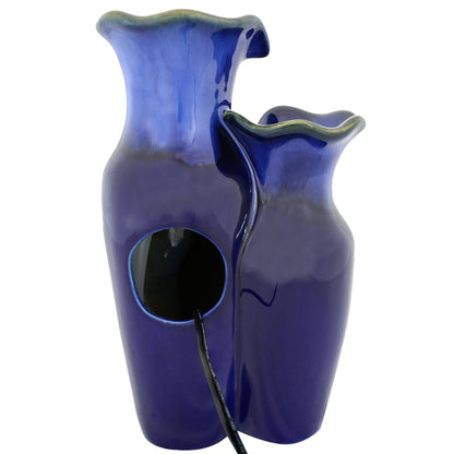 Sunnydaze Blue Glazed Pitchers 11" Ceramic Tabletop Fountain