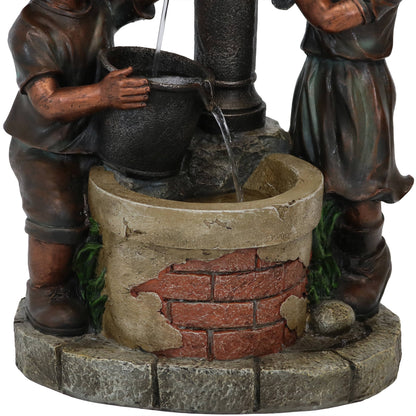 Sunnydaze 24" Jack and Jill at Farmhouse Pump and Well Outdoor Fountain