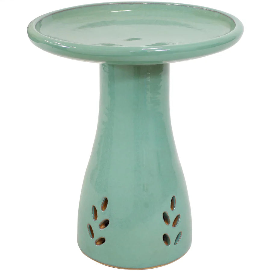 Sunnydaze 18" Glazed Ceramic Outdoor Bird Bath