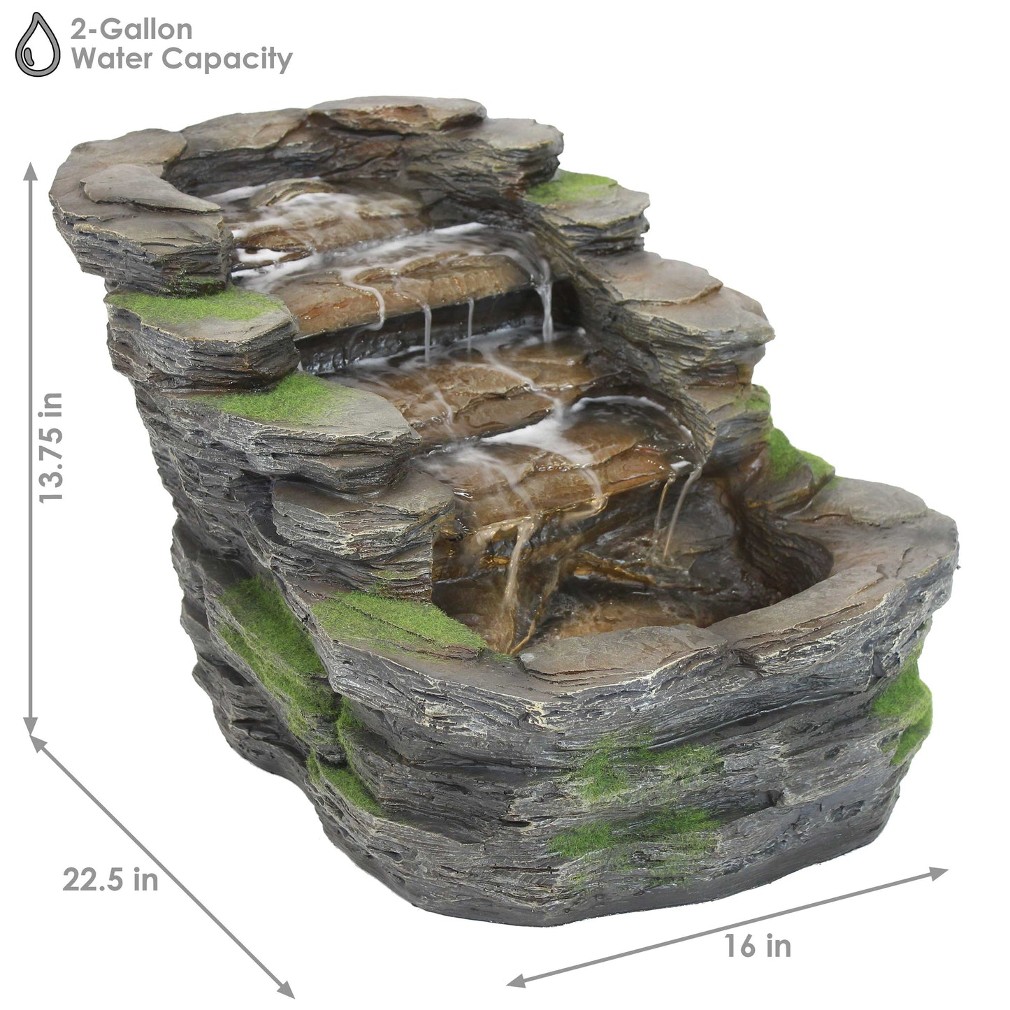 Sunnydaze 13" Shale Falls Outdoor Fountain with LED Lights
