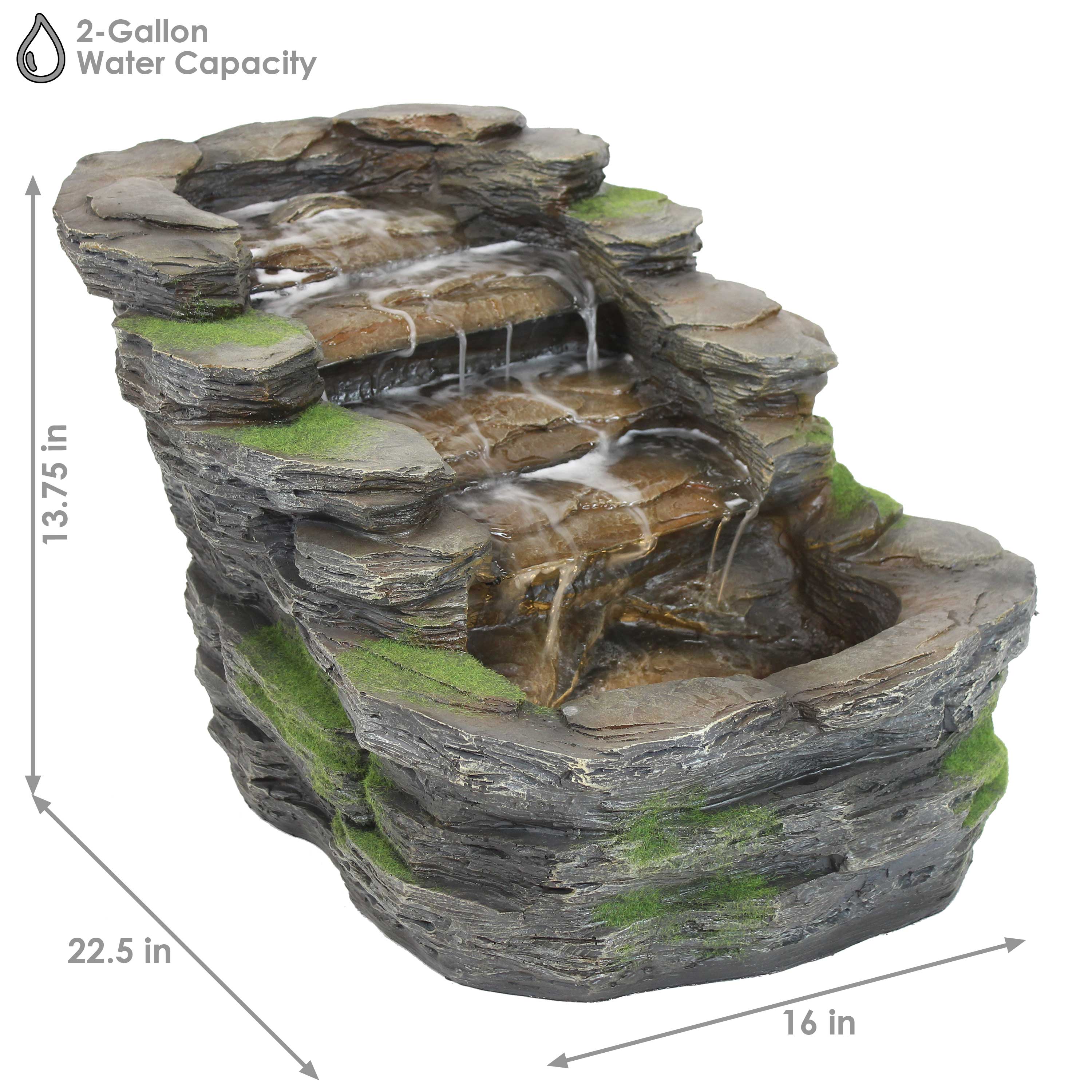 Sunnydaze 13" Shale Falls Outdoor Fountain with LED Lights