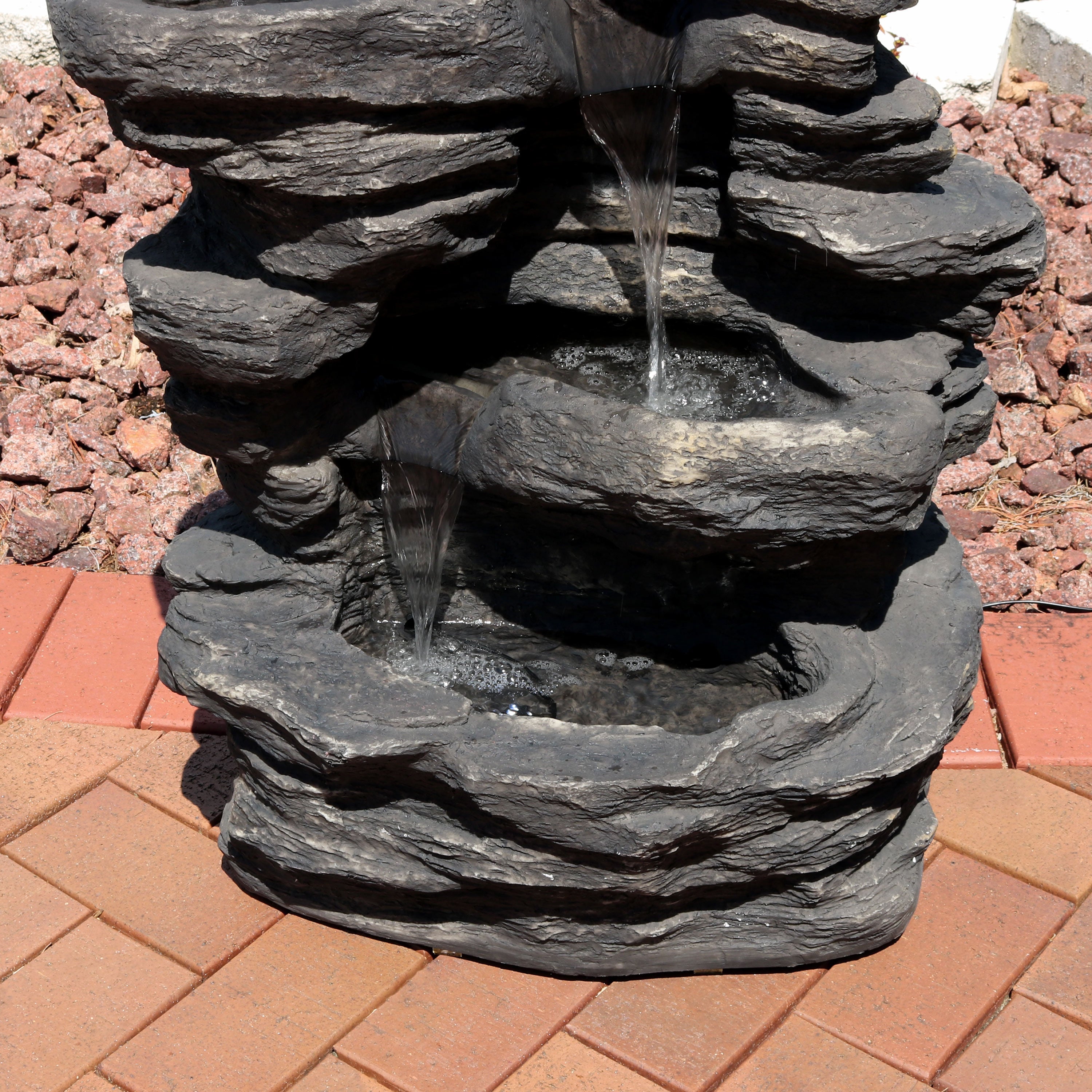 Sunnydaze 39" Rock Falls Electric Waterfall Fountain with LED Lights