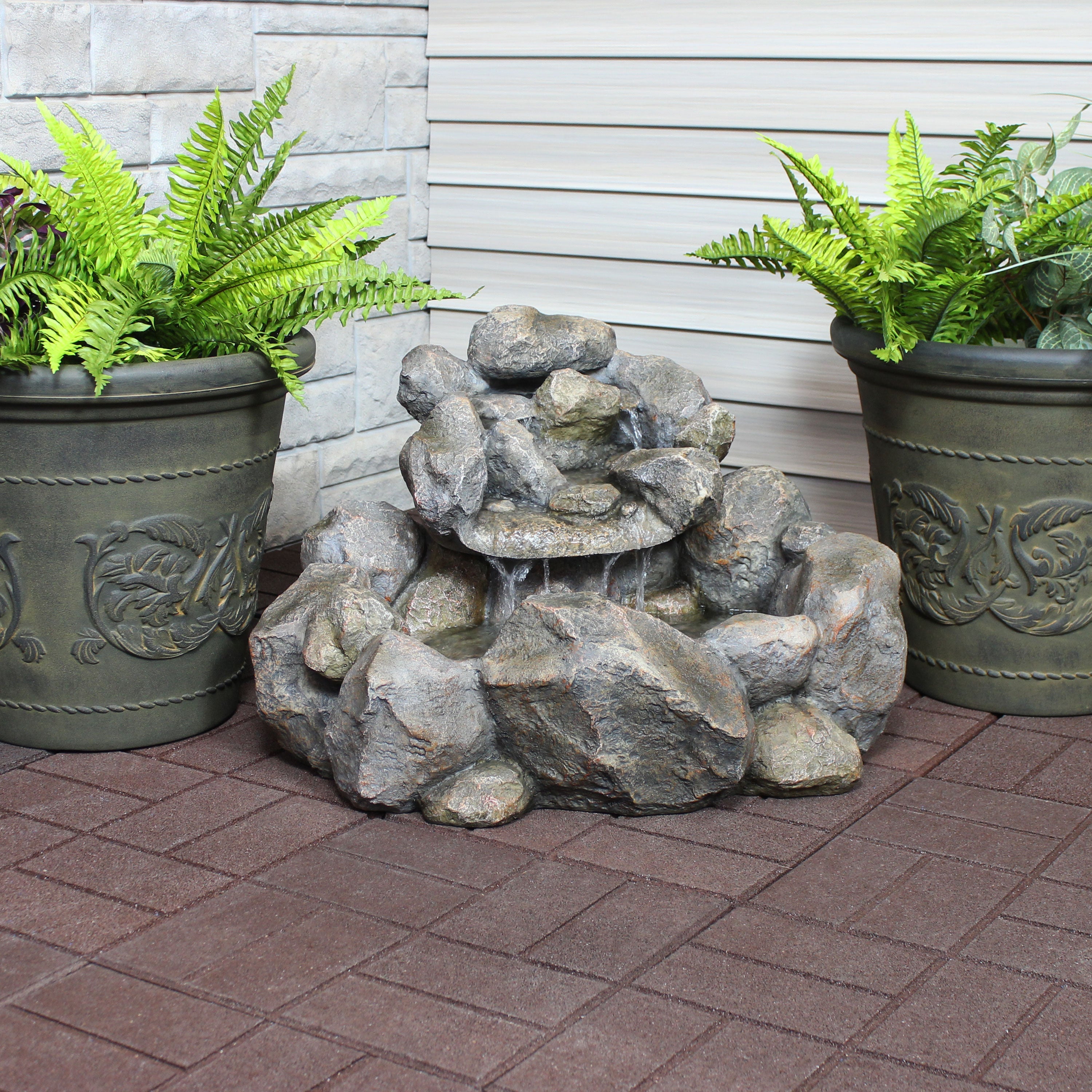 Sunnydaze 18" H Rocky Ravine Outdoor Water Fountain