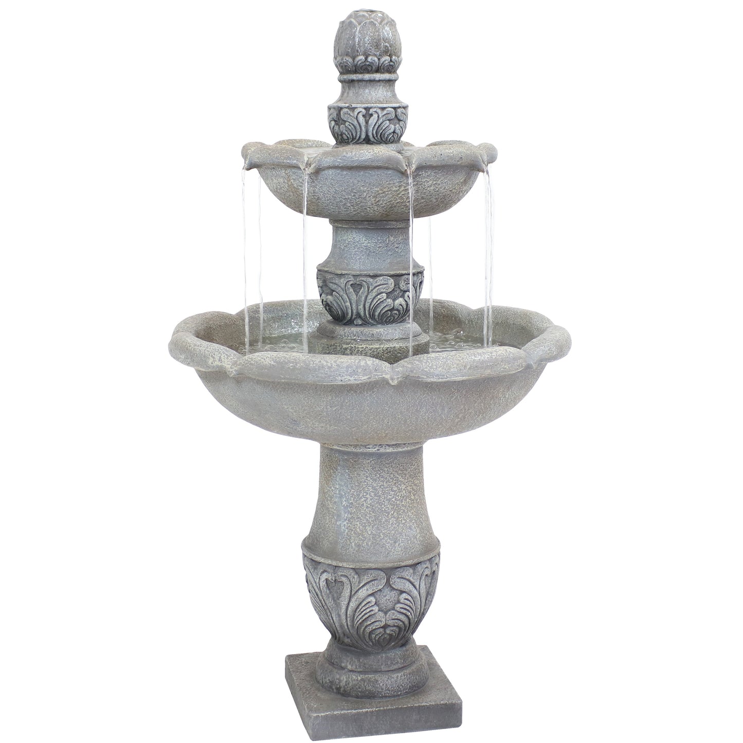 Sunnydaze 50" 2-Tier Outdoor Water Fountain French Garden Design