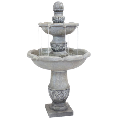 Sunnydaze 50" 2-Tier Outdoor Water Fountain French Garden Design