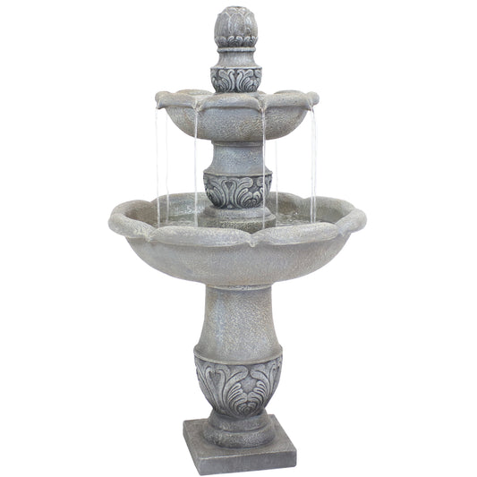 Sunnydaze 50" 2-Tier Outdoor Water Fountain French Garden Design