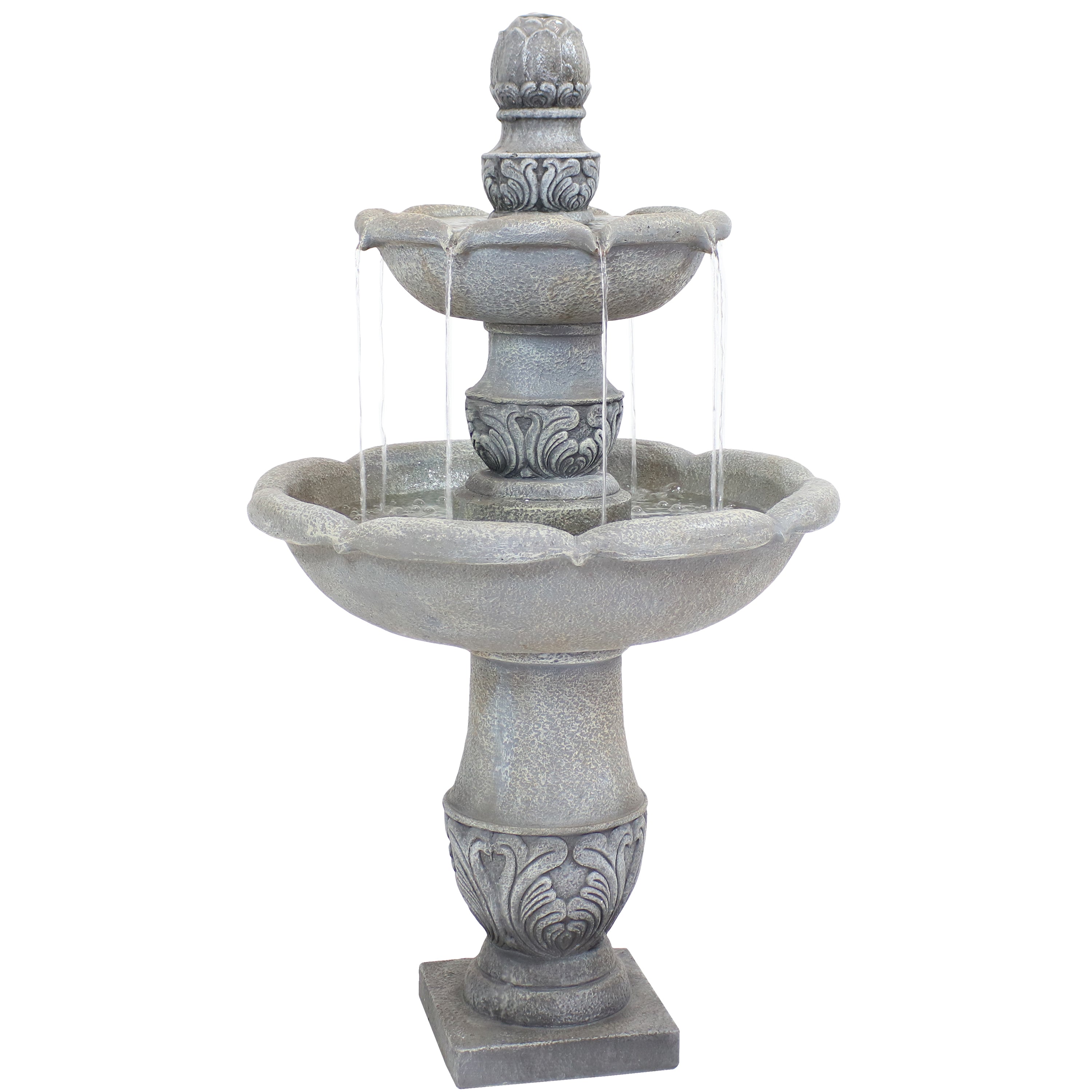 Sunnydaze 50" 2-Tier Outdoor Water Fountain French Garden Design