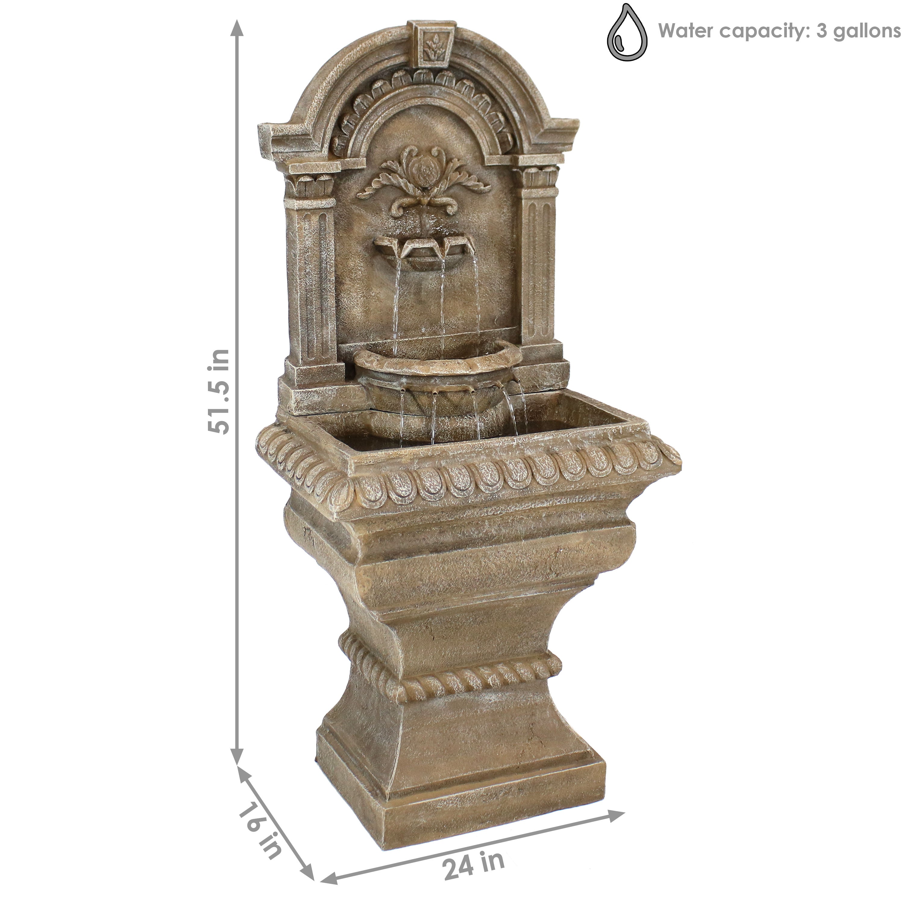 Sunnydaze 51" Ornate Lavello Outdoor Water Fountain with Electric Submersible Pump