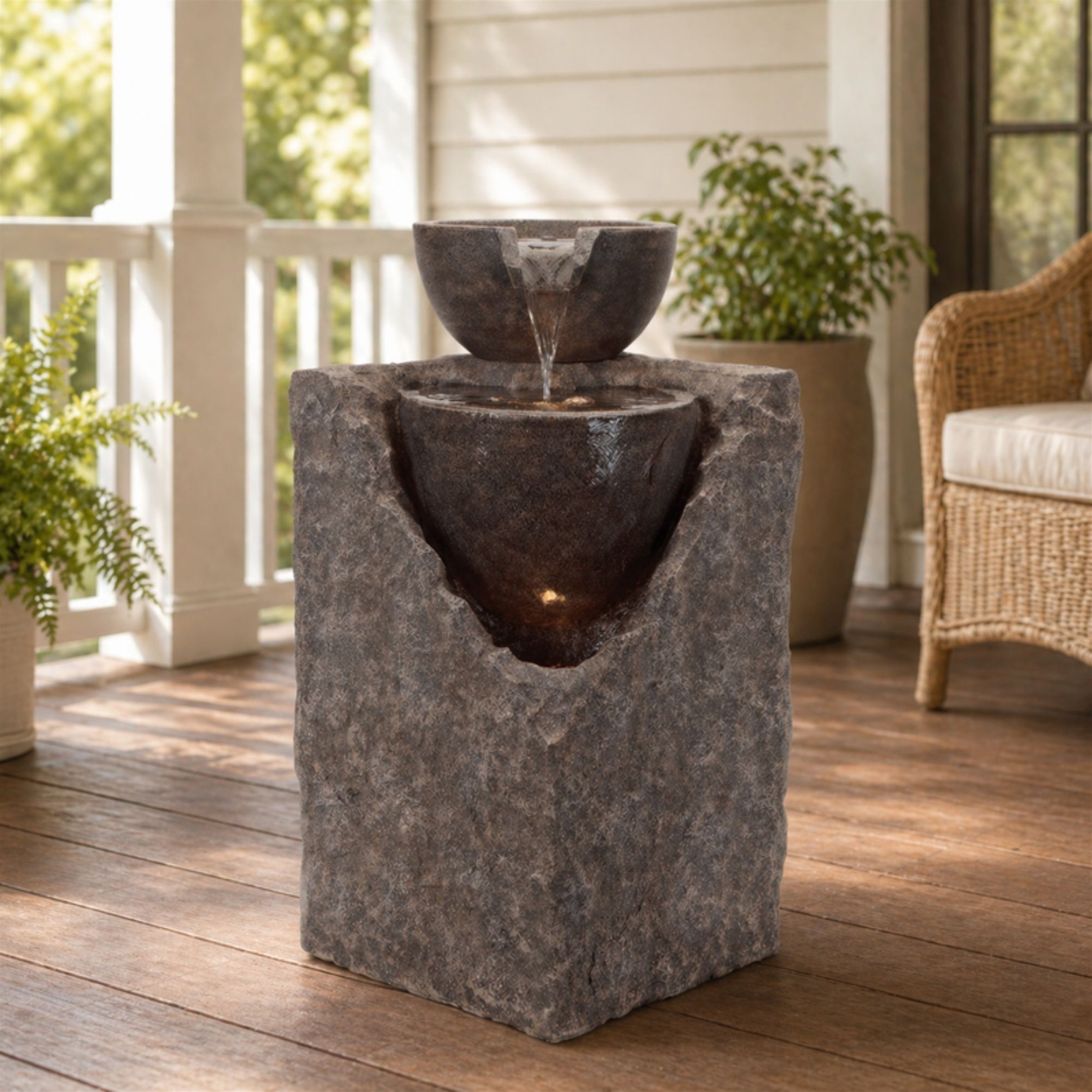 Melrose International 11.5"SQ x 24"H Resin Fountain 96025DS