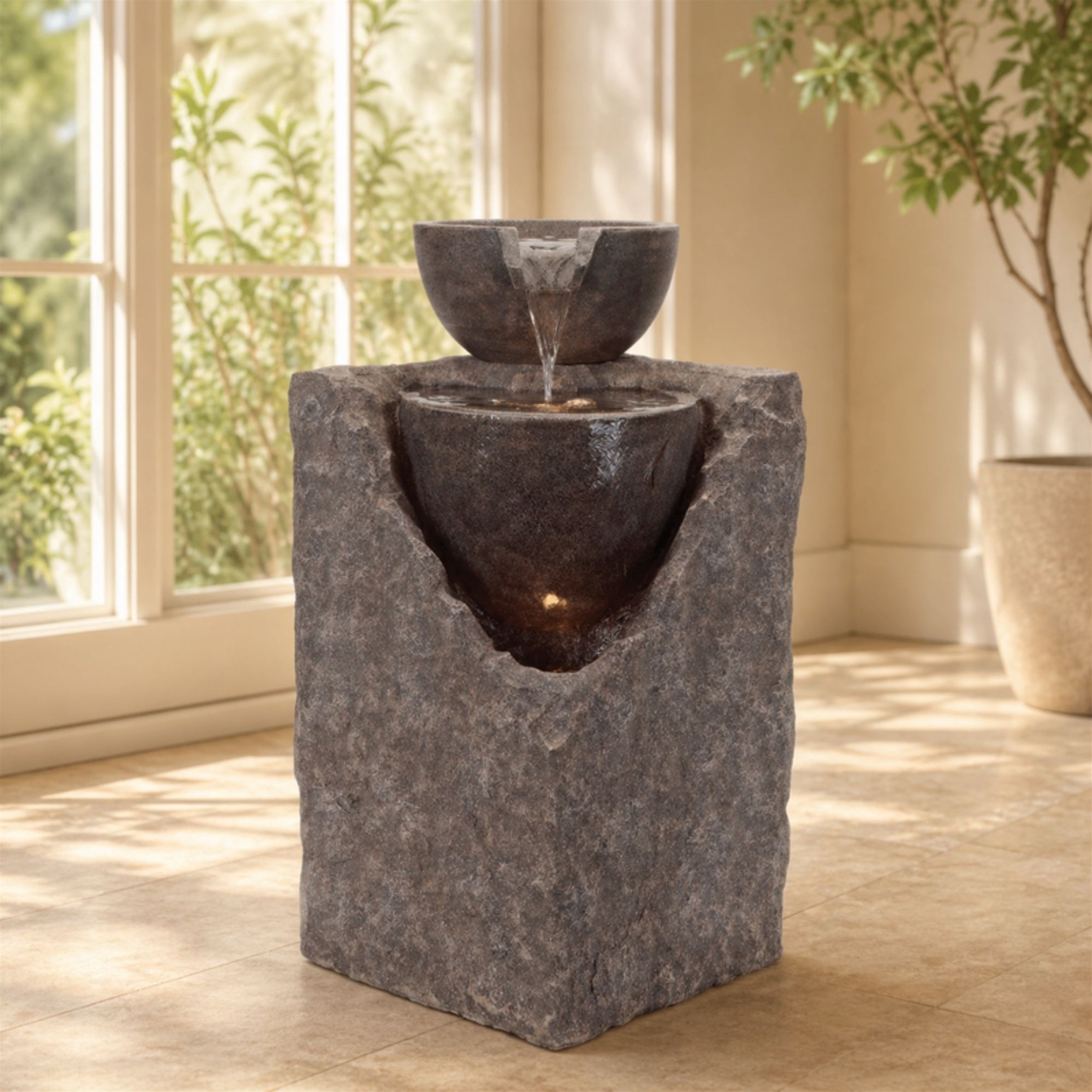 Melrose International 11.5"SQ x 24"H Resin Fountain 96025DS