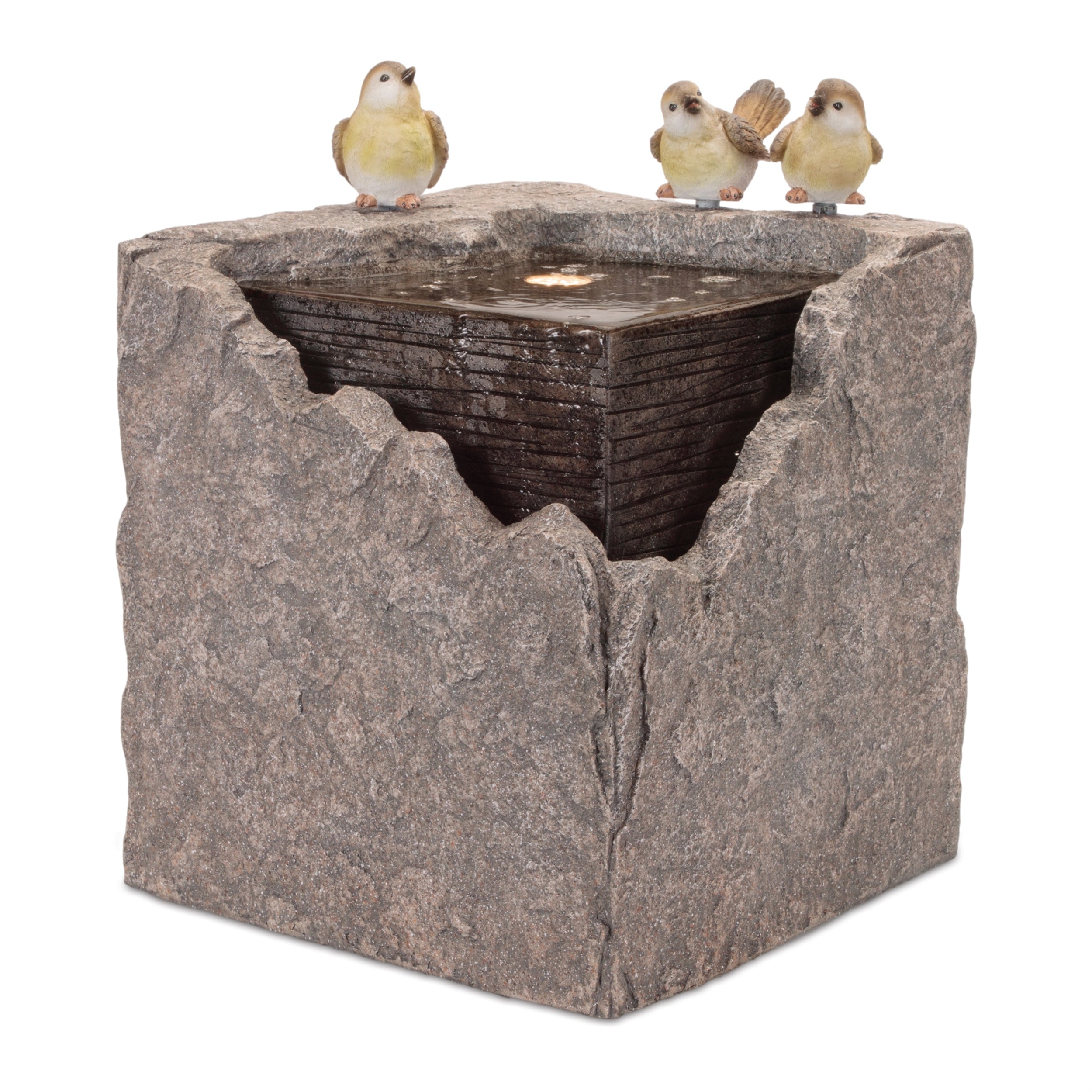 Melrose International 13.5"SQ x 19"H Resin Fountain with Birds 96026DS