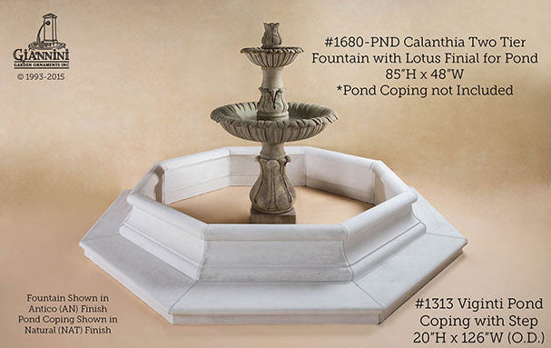 Giannini Garden Calanthia Two Tier Outdoor Water Fountain with Lotus Finial For Pond 1680-PND